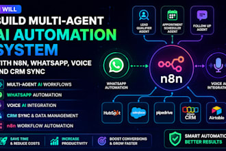 build multi agent ai automation system with n8n, crew ai, make com, and crm sync