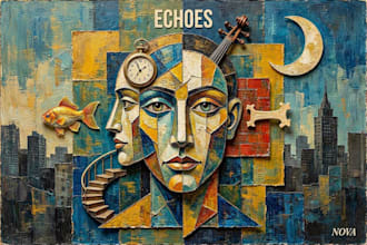 draw cubism, surrealism and abstract styles for album cover