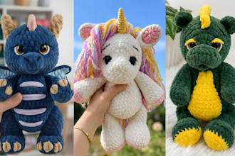 make plush toy, pushie, stuffed animal, amigurumi, soft plush or a plush pattern