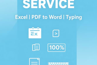 accurate data entry, excel work, pdf to word and typing