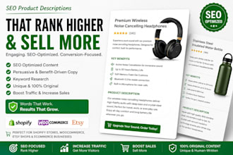 write SEO product descriptions for shopify products