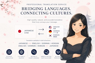 translate between japanese, english, german, and korean