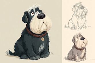 draw a cute comic portrait of your pet