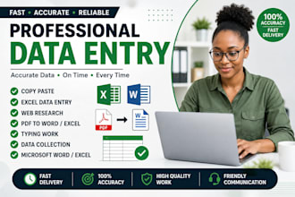 do accurate data entry copy paste web reserch and typying