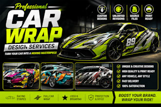 design a racing car wrap and motorsport vehicle graphics