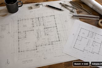 convert PDF floor plan to autocad, cad conversion, blueprint redraw