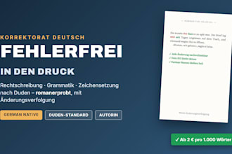 proofread your german novel or text as a native german author