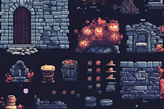 do pixel art game,pixel character game,background art,pixel animation,character