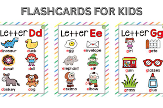 create custom educational flashcards for kids, learning cards and memory cards