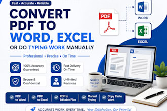 convert PDF to word, excel, or do typing work manually