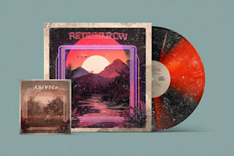 design a vintage retro album cover art or single artwork