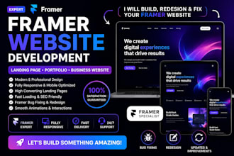 develop framer website, framer landing page and framer portfolio