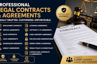 draft custom and enforceable business contracts, agreements and legal letters