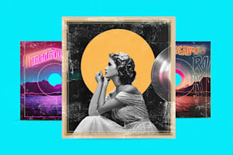 design a vintage album cover with a retro aesthetic