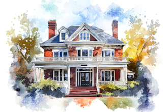 paint watercolor house portrait