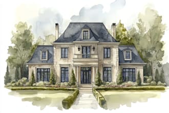 paint watercolor house portrait
