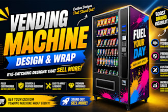 design custom vending machine wrap and branding graphics