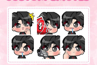 custom emotes, chibi emotes, twitch emotes, animated emotes, vtuber for stream