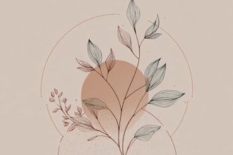 draw a minimalist feminine boho botanical logo art