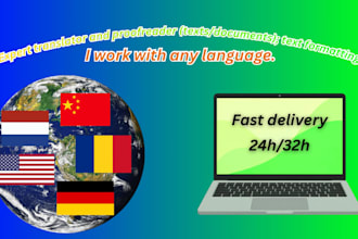 translator, proofreader, text formatting, etc  fast delivery