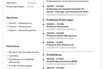 write a professinal german cover letter or resume