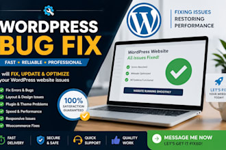 fix any wordpress bug, error, critical issues or broken website