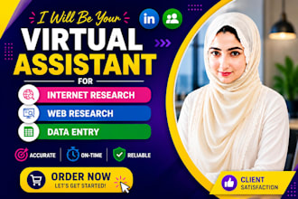 be your virtual assistant for  internet research, web research, and data entry