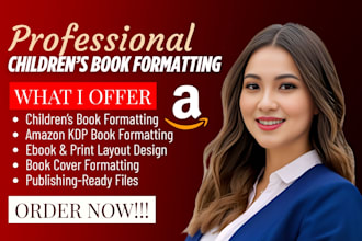 be your children book formatter for amazon KDP book and cover formatting