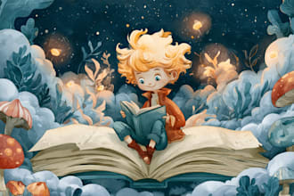 draw whimsical watercolor children story book illustration, picture book cover
