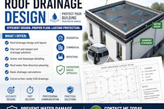 design roof drainage, gutter, downpipe, rainwater drainage systems, water flow