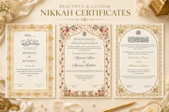 design marriage certificate, nikkah nama, nikkah contract