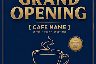 luxury cafe grand opening poster design