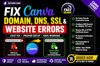 fix canva custom domain, dns, SSL, and website connection issues