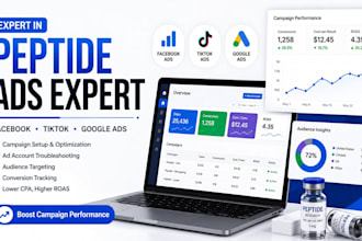 setup peptide facebook ads tiktok ads google ads and fix ad account issues