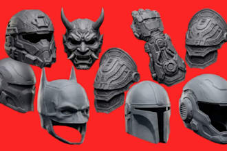 sculpt 3d mask model, helmet, cosplay armor, and weapon prop for 3d printing