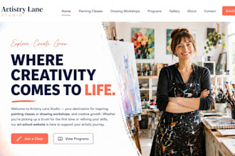 design wix art school website, painting classes drawing workshop website