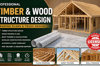 design timber or wood structure, framing and trusses plan