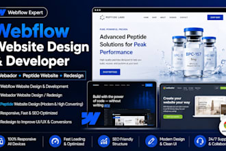 webflow website design webflow developer webador peptide website design redesign