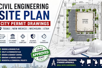 civil engineering site plan city permits drawing texas, new mexico, michigan, ut
