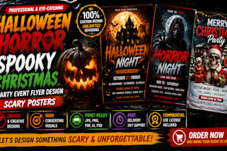 create halloween horror spooky christmas party event flyer design scary posters