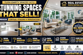 do realistic virtual staging for real estate and empty room photos