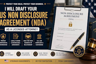 draft your US non disclosure agreement nda as a licensed attorney