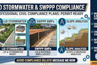 design lid stormwater management, swppp bmps and slope plans