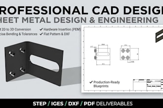 do professional sheet metal design, 3d cad modeling and 2d dxf drawings