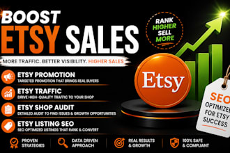 boost etsy sales with etsy promotion, traffic, shop audit and SEO