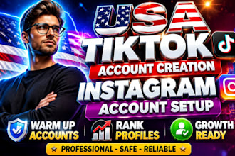 create usa tiktok account, usa instagram account, warm up and rank profiles