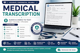 provide medical audio, video, lecture, interview transcription