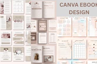 design editable canva ebook, cookbook, canva workbook, flipbook and planner