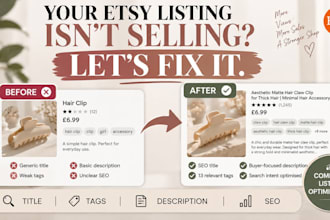 optimize your etsy listing SEO, title, tags and description