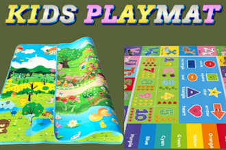 design custom kids playmat, baby play mat, nursery rug, educational activity mat